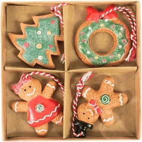 4 db-os karácsonyi dísz szett GINGERBREADS 6 cm