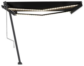 antracitszürke szélérzékelős és LED-es napellenző 450x350 cm