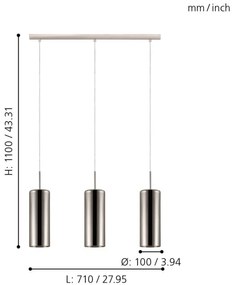Eglo 98697 - Csillár zsinóron SELVINO 3xE27/15W/230V