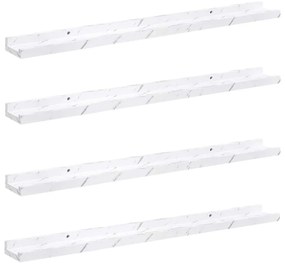vidaXL Falpolc polcokkal 4 pcs Fehér márvány 80 x 9 x 3 cm Faanyag