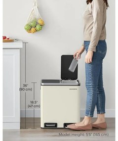 SONGMICS konyhai szemetes, 2 x 15 literes dupla kuka szelektív hulladékgyűjtéshez, homokbézs és fekete színben