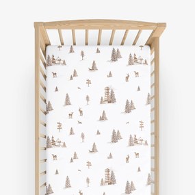Goldea karácsonyi gyermek körgumis pamut lepedő kiságyba - hegyvidéki táj 60 x 120 cm