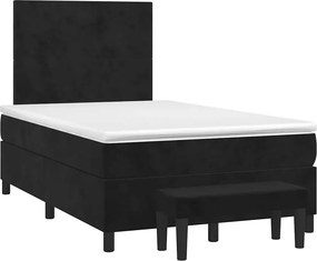 vidaXL fekete bársony rugós ágy matraccal 120x190 cm
