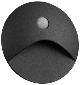 Kanlux 39125 - EXIN LED lépcsőlámpa mozgásérzékelővel, 2,5W/230V, 3000K, IP65, antracit, kerek