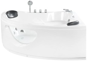 Fehér whirlpool masszázskád LED világítással 207 x 146 cm TOCOA II Beliani