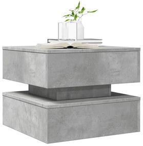 betonszürke dohányzóasztal LED-lámpákkal 50 x 50 x 40 cm