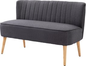 HOMCOM kétüléses kanapé – kompakt, vászonhatású kárpitozás, nappalihoz, hálószobához, kis helyekre, sötétszürke (117 x 56,5 x 77 cm) | Aosom