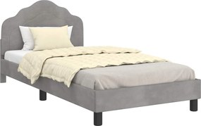 vidaXL Gyerekágy kerettel Világosszürke 90 x 190 cm Bársony
