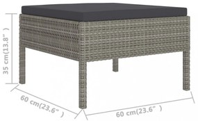 2 részes szürke polyrattan kerti bútorszett párnákkal