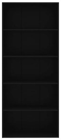 5 szintes fekete szerelt fa könyvszekrény 80 x 30 x 189 cm
