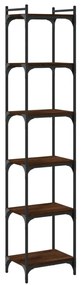 6 szintes barna tölgy színű szerelt fa könyvespolc 40x30x188 cm