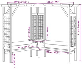 impregnált fenyőfa sarokpergola paddal