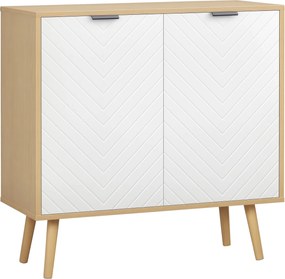 HOMCOM Modern, Többcélú Mobil Chipboardból és Fenyőfából, 3 Szinten Állítható Belső Polccal, Előtér, Nappali, Konyha és Fürdőszoba Bútor, 77x35x77,5 c