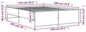 fekete szerelt fa és fém ágykeret 140x190 cm