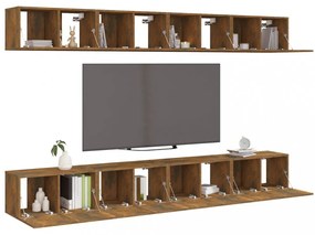 8 db füstös tölgy színű szerelt fa TV-szekrény 60 x 30 x 30 cm
