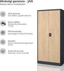 Irodai iratszekrény antracit / sonoma tölgy: Eco Design JAN 900 x 1850 x 400 mm