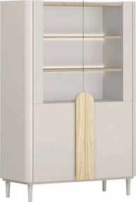 Amilio kétajtós lábas vitrin 100 cm - kasmír / olajozott tölgy / világos tölgy fogantyúk