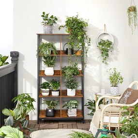 4 szintes könyvespolc, könyvespolc, 80 x 33 x 149 cm, rusztikus barna-fekete