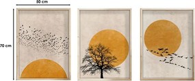 Huhu147 keretezett MDF falikép, 50 x 70 cm, 3 db-os szett