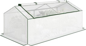 Outsunny fóliás mini üvegház PE hálós ablakkal — téltűrő fóliás üvegház erkélyre és kertbe, paradicsomház, 180 x 90 x 70 cm, fehér | Aosom