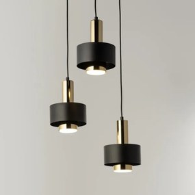 Csillár zsinóron RIF LUX 3xGX53/12W/230V átm. 38 cm fekete/arany