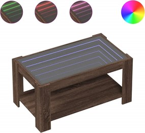 vidaXL barna tölgy szerelt fa dohányzóasztal LED-del 93 x 53 x 45 cm