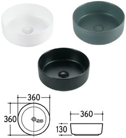 Eros SIMPLE 8 - PULTRA ültethető - Top Counter - porcelán mosdó - MATT FEHÉR - 36 x 36 x 13 cm