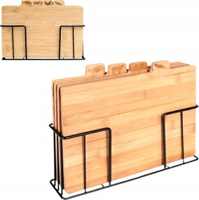 Vágódeszka 4 Db-os Fa Konyhai Deszka Szett Állvány