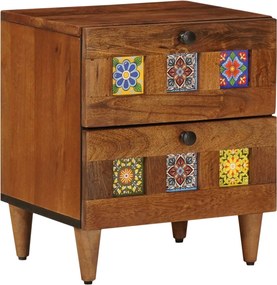 vidaXL Éjjeliszekrény fiókkal Barna 40 x 33 x 46 cm Tömör Mangófát