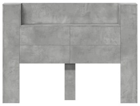 betonszürke áthidalószekrény LED-világítással 140x16,5x103,5 cm