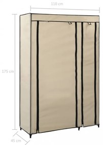 2 db krémszínű összecsukható szövet ruhásszekrény 110x45x175 cm