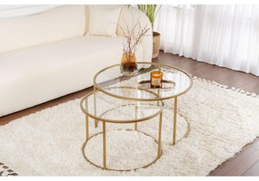 Dohányzóasztal Aurum - 80, 60 - Arany, Transparent