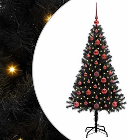vidaXL Karácsonyfa 150 LED-del állvánnyal Fekete 120 cm PVC
