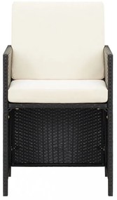 21 részes fekete polyrattan kerti étkezőgarnitúra párnákkal