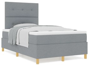 Box Spring ágy matraccal, világosszürke, 120x200 cm szövet