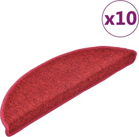 vidaXL 10 db lépcsőszőnyeg 56 x 17 x 3 cm piros félkör alakú