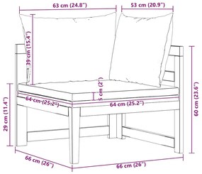 tömör akácfa sarokkanapé krémfehér párnákkal