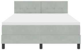 Boxspring Ágy Mattal Világosszürke 140x190 cm Bársony