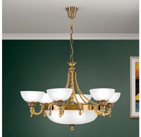 Orion LU 1689/6+3 - Csillár láncon ROCCA 9xE27/60W/230V átm. 75 cm bronz/fehér