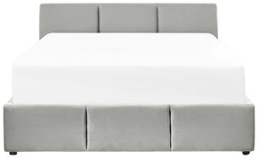 Világosszürke bársony ágyneműtartós franciaágy 160 x 200 cm BOUSSE Beliani