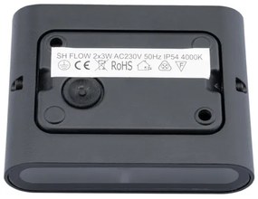 LED Kültéri fali lámpa FLOW 2xLED/3W/230V IP54 fekete
