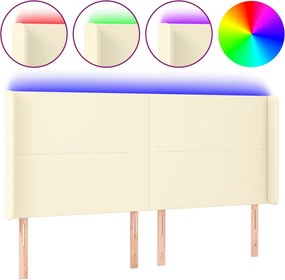 krémszínű műbőr LED-es fejtámla 163x16x118/128 cm