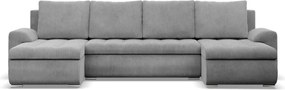 Tokio U alakú sarokkanapé, 3 ágyneműtartóval, kordbársony, univerzális oldal, szürke