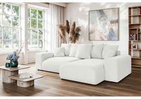 Fehér kinyitható tárolóhelyes sarokkanapé (variálható sarok) Luma – Ropez