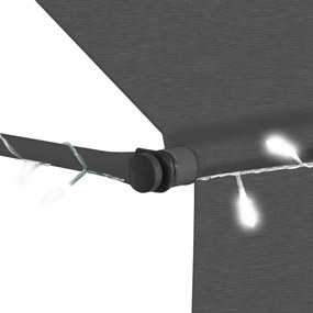 antracitszürke kézzel kihúzható LED-es napellenző 300 cm