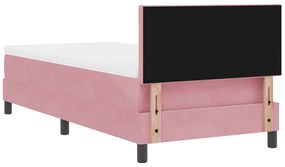 Boxspring Ágy Mattal Rózsaszín Egyszemélyes Bársonyos