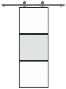 Fekete edzett üveg és alumínium tolóajtó 76 x 205 cm