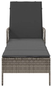 Napozóágy Szürke és sötét szürke PE Rattan 157 x 55 x 92 cm