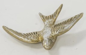 Koptatott fém fecske faldekoráció patinás óarany 14x12x3cm
