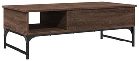 barna tölgy színű szerelt fa és fém dohányzóasztal 100x50x35 cm